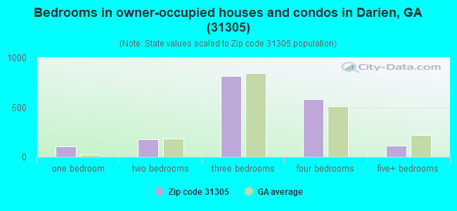 Bedrooms in owner-occupied houses and condos in Darien, GA (31305) 