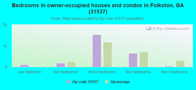 Bedrooms in owner-occupied houses and condos in Folkston, GA (31537) 