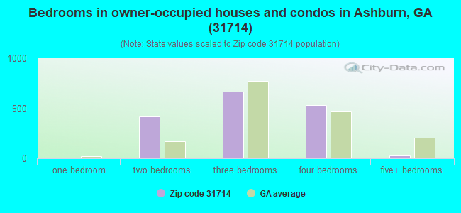 Bedrooms in owner-occupied houses and condos in Ashburn, GA (31714) 