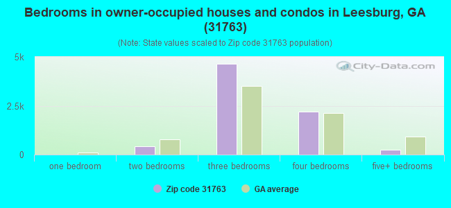 Bedrooms in owner-occupied houses and condos in Leesburg, GA (31763) 
