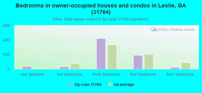 Bedrooms in owner-occupied houses and condos in Leslie, GA (31764) 