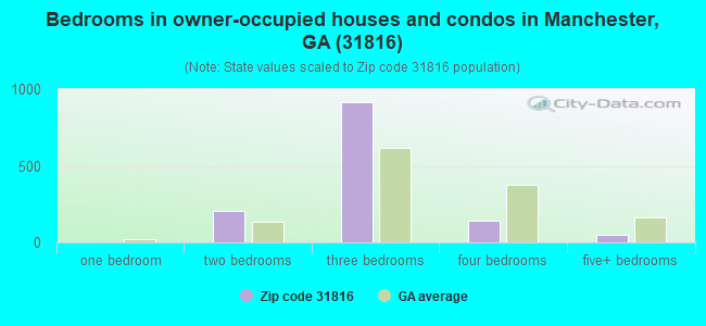Bedrooms in owner-occupied houses and condos in Manchester, GA (31816) 