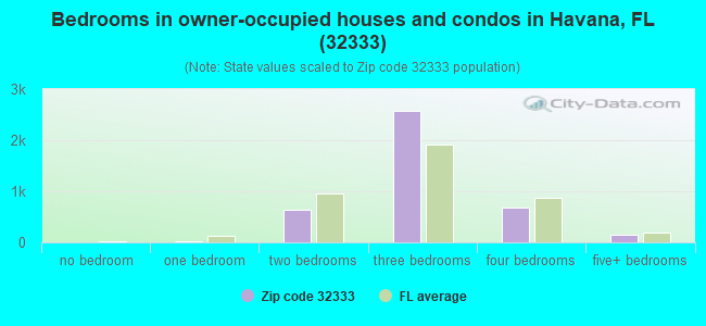 Bedrooms in owner-occupied houses and condos in Havana, FL (32333) 