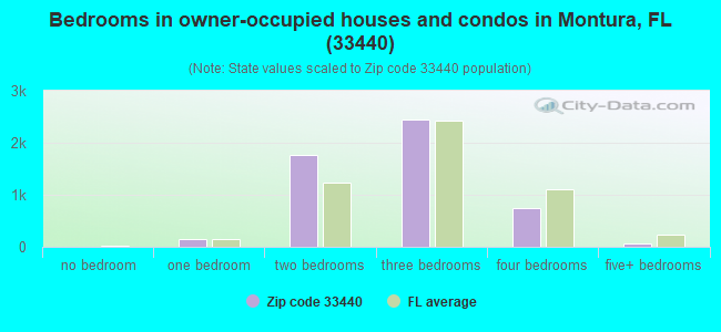 Bedrooms in owner-occupied houses and condos in Montura, FL (33440) 