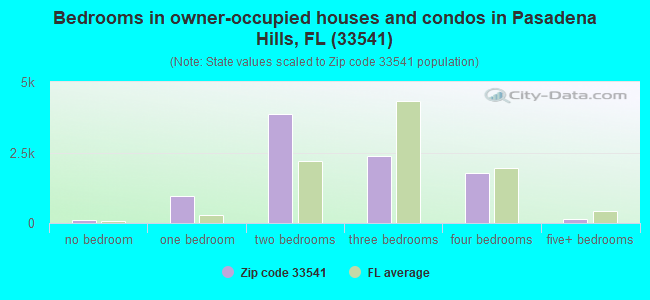Bedrooms in owner-occupied houses and condos in Pasadena Hills, FL (33541) 