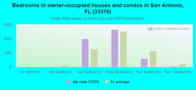 Bedrooms in owner-occupied houses and condos in San Antonio, FL (33576) 
