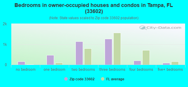 Bedrooms in owner-occupied houses and condos in Tampa, FL (33602) 