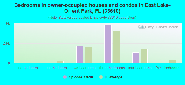Bedrooms in owner-occupied houses and condos in East Lake-Orient Park, FL (33610) 