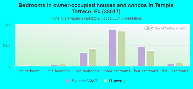 Bedrooms in owner-occupied houses and condos in Temple Terrace, FL (33617) 