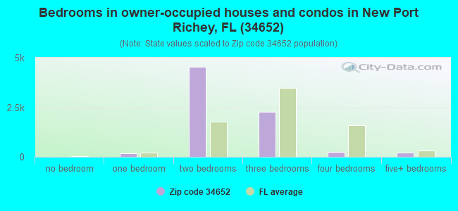 Bedrooms in owner-occupied houses and condos in New Port Richey, FL (34652) 