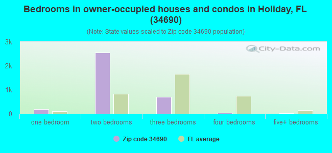 Bedrooms in owner-occupied houses and condos in Holiday, FL (34690) 