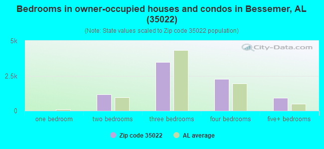Bedrooms in owner-occupied houses and condos in Bessemer, AL (35022) 