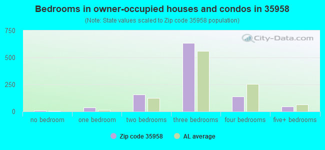 Bedrooms in owner-occupied houses and condos in 35958 