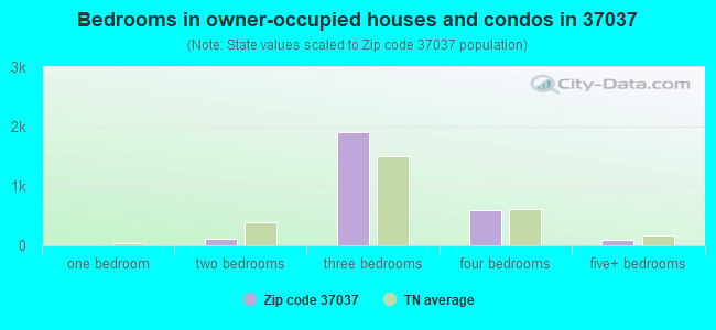 Bedrooms in owner-occupied houses and condos in 37037 