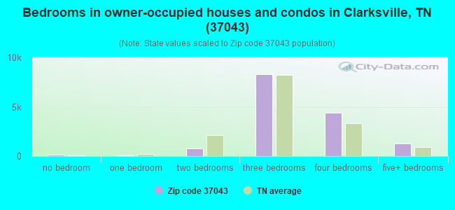 Bedrooms in owner-occupied houses and condos in Clarksville, TN (37043) 