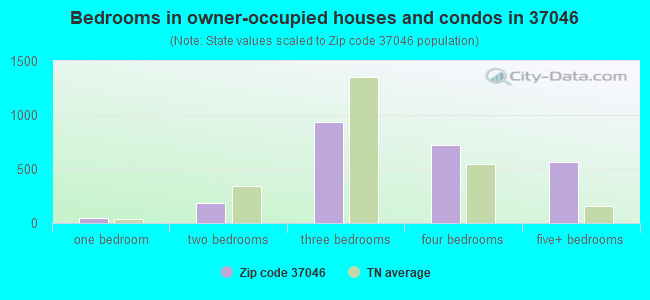 Bedrooms in owner-occupied houses and condos in 37046 
