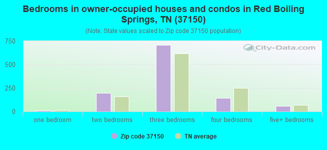 Bedrooms in owner-occupied houses and condos in Red Boiling Springs, TN (37150) 