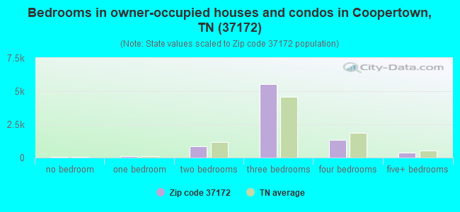 Bedrooms in owner-occupied houses and condos in Coopertown, TN (37172) 