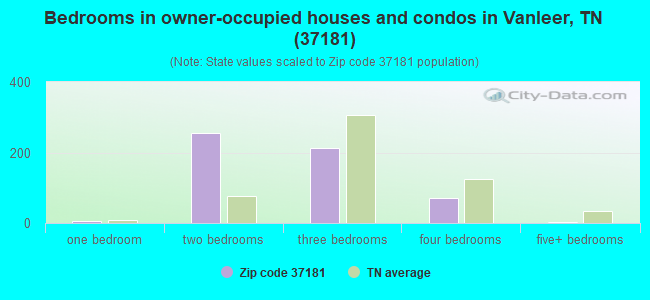 Bedrooms in owner-occupied houses and condos in Vanleer, TN (37181) 