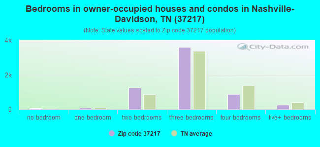 Bedrooms in owner-occupied houses and condos in Nashville-Davidson, TN (37217) 