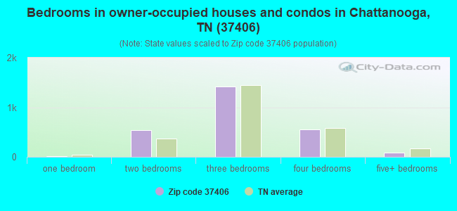 Bedrooms in owner-occupied houses and condos in Chattanooga, TN (37406) 