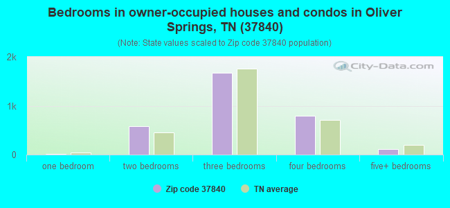 Bedrooms in owner-occupied houses and condos in Oliver Springs, TN (37840) 