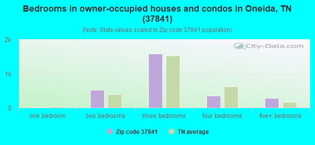 Bedrooms in owner-occupied houses and condos in Oneida, TN (37841) 