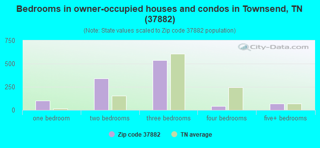 Bedrooms in owner-occupied houses and condos in Townsend, TN (37882) 