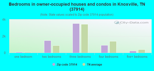 Bedrooms in owner-occupied houses and condos in Knoxville, TN (37914) 