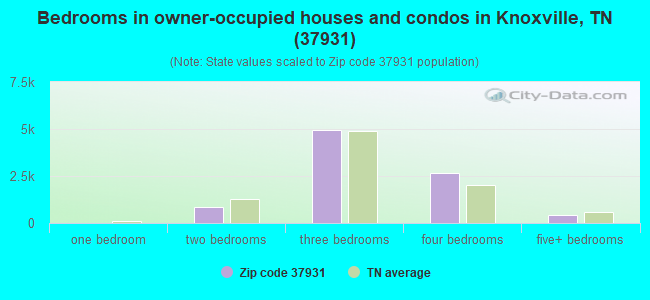 Bedrooms in owner-occupied houses and condos in Knoxville, TN (37931) 