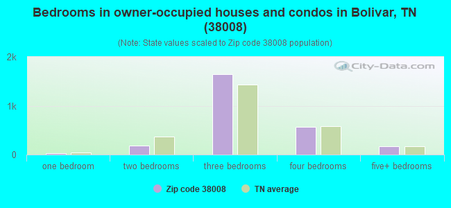 Bedrooms in owner-occupied houses and condos in Bolivar, TN (38008) 