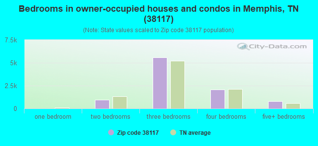 Bedrooms in owner-occupied houses and condos in Memphis, TN (38117) 