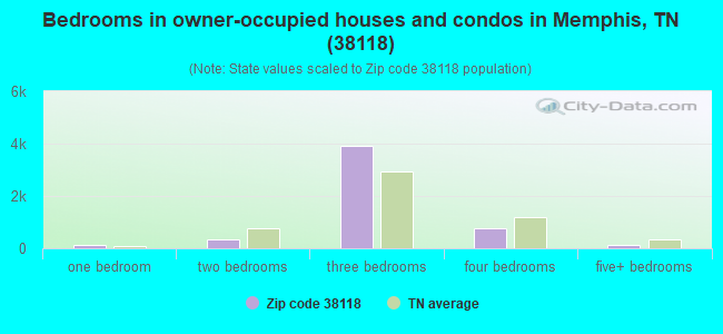 Bedrooms in owner-occupied houses and condos in Memphis, TN (38118) 