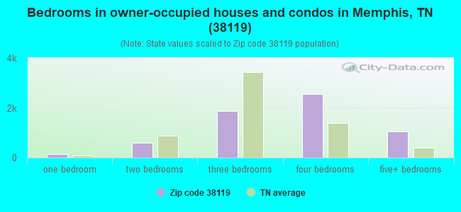 Bedrooms in owner-occupied houses and condos in Memphis, TN (38119) 