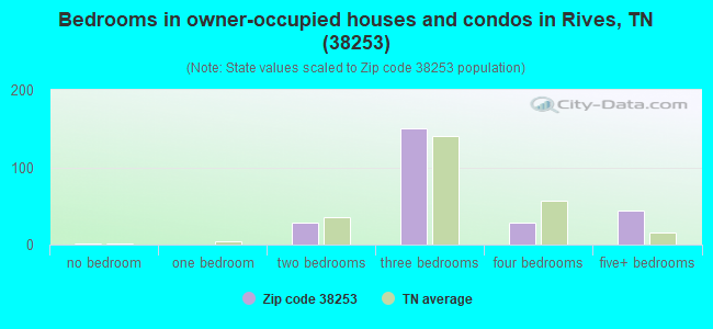 Bedrooms in owner-occupied houses and condos in Rives, TN (38253) 