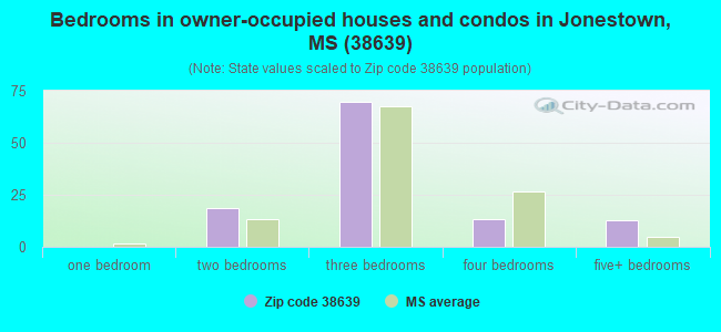 Bedrooms in owner-occupied houses and condos in Jonestown, MS (38639) 