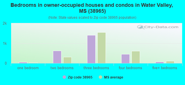 Bedrooms in owner-occupied houses and condos in Water Valley, MS (38965) 