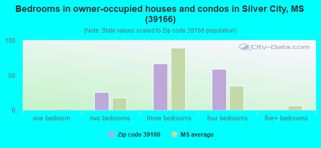 Bedrooms in owner-occupied houses and condos in Silver City, MS (39166) 
