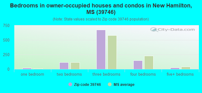 Bedrooms in owner-occupied houses and condos in New Hamilton, MS (39746) 