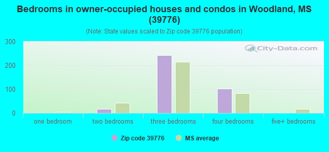 Bedrooms in owner-occupied houses and condos in Woodland, MS (39776) 