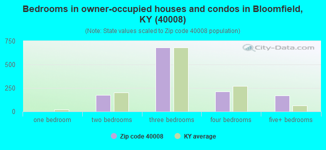 Bedrooms in owner-occupied houses and condos in Bloomfield, KY (40008) 