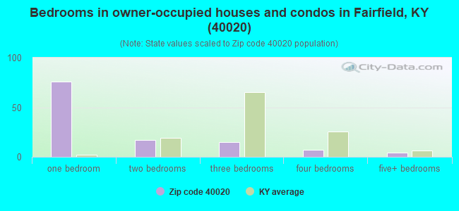 Bedrooms in owner-occupied houses and condos in Fairfield, KY (40020) 