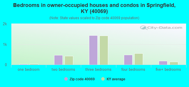 Bedrooms in owner-occupied houses and condos in Springfield, KY (40069) 