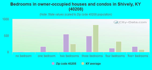 Bedrooms in owner-occupied houses and condos in Shively, KY (40208) 
