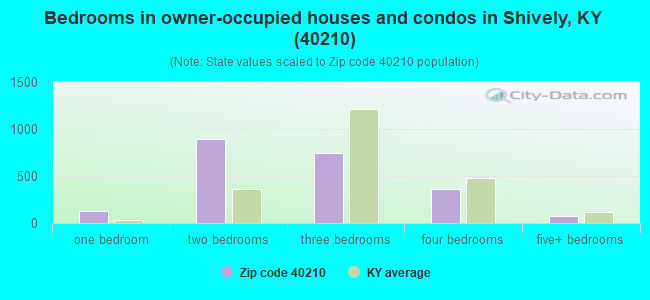 Bedrooms in owner-occupied houses and condos in Shively, KY (40210) 