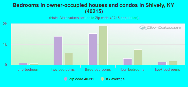 Bedrooms in owner-occupied houses and condos in Shively, KY (40215) 