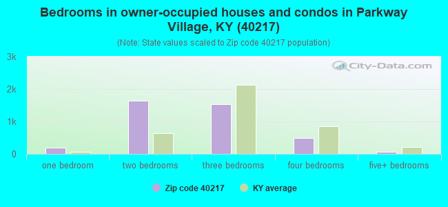Bedrooms in owner-occupied houses and condos in Parkway Village, KY (40217) 