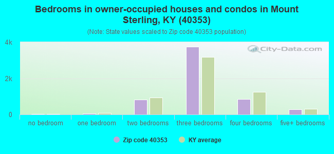 Bedrooms in owner-occupied houses and condos in Mount Sterling, KY (40353) 
