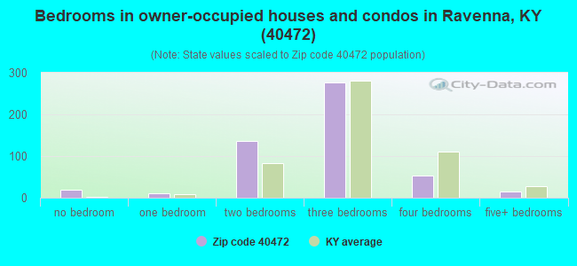 Bedrooms in owner-occupied houses and condos in Ravenna, KY (40472) 