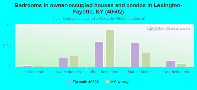 Bedrooms in owner-occupied houses and condos in Lexington-Fayette, KY (40502) 